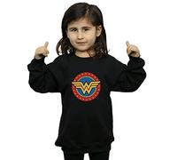Absolute Cult DC Comics Girls Wonder Woman Circle Logo Sweatshirt Black 9-11 Years
