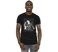 Absolute Cult Elvis Men's Triple Logo Portrait T-Shirt Black Large