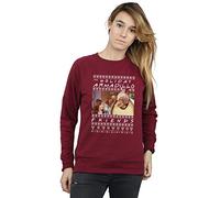 Absolute Cult Friends Women's Fair Isle Holiday Armadillo Sweatshirt Burgundy Small