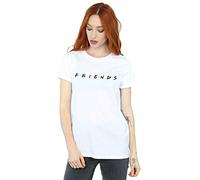 Absolute Cult Friends Women's Text Logo Boyfriend Fit T-Shirt White Medium