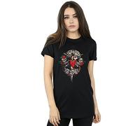Absolute Cult Guns N Roses Women's Bleeding Heart Boyfriend Fit T-Shirt Black X-Large