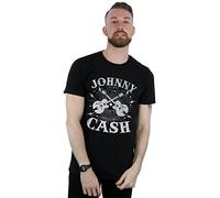 Absolute Cult Johnny Cash Men's Rockabilly Guitars T-Shirt Black X-Large