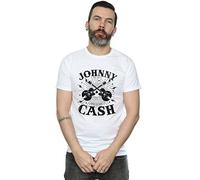 Absolute Cult Johnny Cash Men's Rockabilly Guitars T-Shirt White X-Large