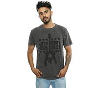 Absolute Cult Johnny Cash Men's Woodcut Logo Washed T-Shirt Charcoal XX-Large