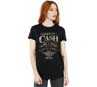 Absolute Cult Johnny Cash Women's Country Wings Boyfriend Fit T-Shirt Black XX-Large