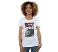 Absolute Cult Johnny Cash Women's Guitar Photo T-Shirt White X-Large