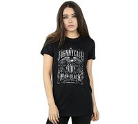 Absolute Cult Johnny Cash Women's Nashville Label Boyfriend Fit T-Shirt Black XX-Large