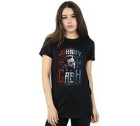 Absolute Cult Johnny Cash Women's Red, White and Cash Boyfriend Fit T-Shirt Black XX-Large