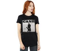 Absolute Cult Johnny Cash Women's Walking Legend Boyfriend Fit T-Shirt Black Large
