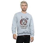 Absolute Cult Looney Tunes Men's Bugs Bunny Circle Logo Sweatshirt Sport Grey Medium