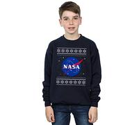 Absolute Cult NASA Boys Classic Fair Isle Sweatshirt Navy Blue 12-13 Years