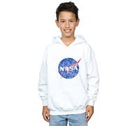 Absolute Cult NASA Boys Classic Insignia Logo Distressed Hoodie White 12-13 years