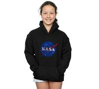 Absolute Cult NASA Girls Classic Insignia Logo Distressed Hoodie Black 12-13 years