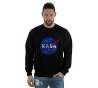 Absolute Cult NASA Men's Classic Insignia Logo Distressed Sweatshirt Black Small