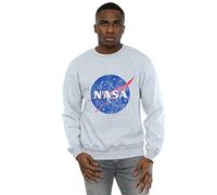Absolute Cult NASA Men's Classic Insignia Logo Distressed Sweatshirt Sport Grey Medium