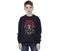 Absolute Cult Netflix Boys Stranger Things Christmas Demogorgon Sweatshirt Navy Blue 12-13 Years