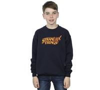 Absolute Cult Netflix Boys Stranger Things Logo Breaking Sweatshirt Navy Blue 9-11 Years