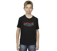 Absolute Cult Netflix Boys Stranger Things Rainbow Dot Logo T-Shirt Black 9-11 Years