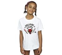 Absolute Cult Netflix Girls Stranger Things Hellfire Club T-Shirt White 9-11 Years