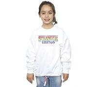 Absolute Cult Netflix Girls Stranger Things Rainbow Dot Logo Sweatshirt White 9-11 Years