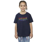 Absolute Cult Netflix Girls Stranger Things Rainbow Dot Logo T-Shirt Navy Blue 12-13 Years