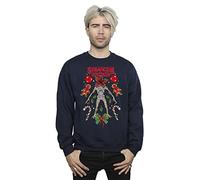 Absolute Cult Netflix Men's Stranger Things Christmas Demogorgon Sweatshirt Navy Blue Medium