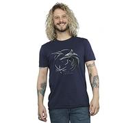 Absolute Cult Netflix Men's The Witcher Wolf Logo T-Shirt Navy Blue X-Large