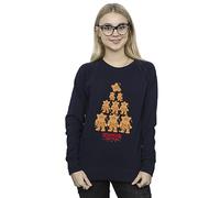 Absolute Cult Netflix Women's Stranger Things Gingerbread Sweatshirt Navy Blue Small