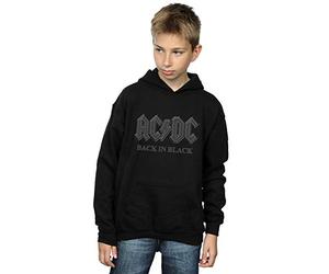 Absolute Cult Official Licensed AC/DC Back in Black Boys' Hoodie - Iconic rock band merch, warm fleece interior, durable print, UK - Machine Washable - Officially Licensed