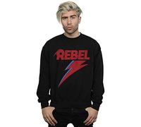 Absolute Cult Official Licensed David Bowie Distressed Rebel Men's Sweatshirt - Soft Fleece Crew Neck Sweatshirt, Front Graphic Print, Warm Jumper, Fan Gift, Available in Multiple UK Sizes Black