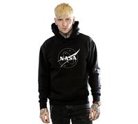 Absolute Cult Official Licensed Nasa Classic Insignia Logo Monochrome Men's Hoodie - Soft Fleece Pullover Hoodie, Front Graphic Print, Hooded Sweatshirt, Kangaroo Pocket, Fan Gift, Available in Black