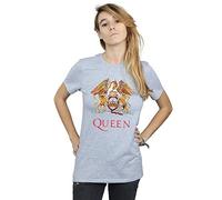 Absolute Cult Queen Women's Crest Logo Boyfriend Fit T-Shirt Sport Grey XX-Large