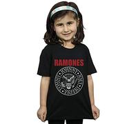 Absolute Cult Ramones Girls Red Text Seal T-Shirt Black 12-13 Years