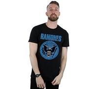 Absolute Cult Ramones Men's Blue Seal Logo T-Shirt Black Large