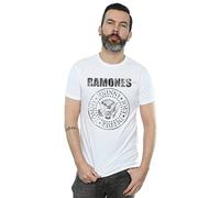 Absolute Cult Ramones Men's Distressed Black Seal T-Shirt White XX-Large