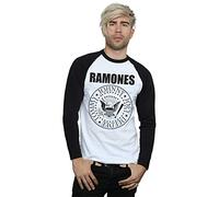Absolute Cult Ramones Men's Presidential Seal Long Sleeved Baseball Shirt Large White/Black