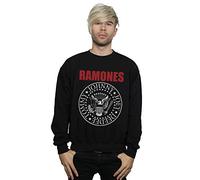Absolute Cult Ramones Men's Red Text Seal Sweatshirt Black X-Large