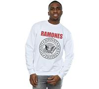Absolute Cult Ramones Men's Red Text Seal Sweatshirt White Small