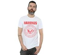 Absolute Cult Ramones Men's Red Text Seal T-Shirt White XXXXX-Large