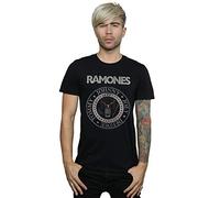 Absolute Cult Ramones Men's Red White and Blue Seal T-Shirt Black Medium