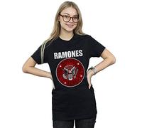 Absolute Cult Ramones Women's Red Fill Seal Boyfriend Fit T-Shirt Black Medium