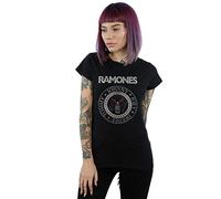 Absolute Cult Ramones Women's Red White and Blue Seal T-Shirt Black X-Large