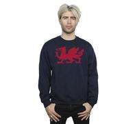 Absolute Cult St David's Day Men's Welsh Dragon Sweatshirt Navy Blue Large