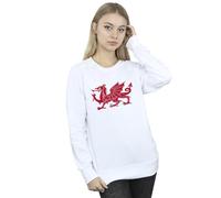 Absolute Cult St David's Day Women's Welsh Dragon Sweatshirt White Medium