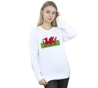 Absolute Cult St David's Day Women's Welsh Flag Sweatshirt White Large