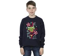 Absolute Cult Star Wars Boys Mandalorian Joy To The Galaxy Sweatshirt Navy Blue 12-13 years
