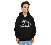 Absolute Cult Star Wars Boys The Mandalorian The Child Logo Hoodie Black 9-11 Years