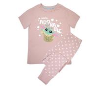 Absolute Cult Star Wars Girls Mandalorian Adorable Pyjamas Short Sleeve Long Bottom Pyjamas Baby Pink/Hearts AOP 5-6 Years