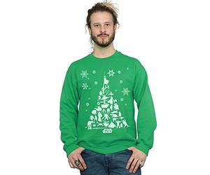 Absolute Cult Star Wars Men's Christmas Tree Sweatshirt Irish Green X-Large