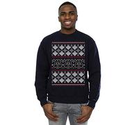 Absolute Cult Star Wars Men's Christmas Vader Imperial Starship Fair Isle Sweatshirt Navy Blue XXXXX-Large